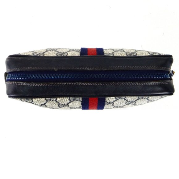 Vintage GUCCI Supreme Web GG Monogram Canvas and Leather Toiletry Travel Bag - Picture 6 of 9